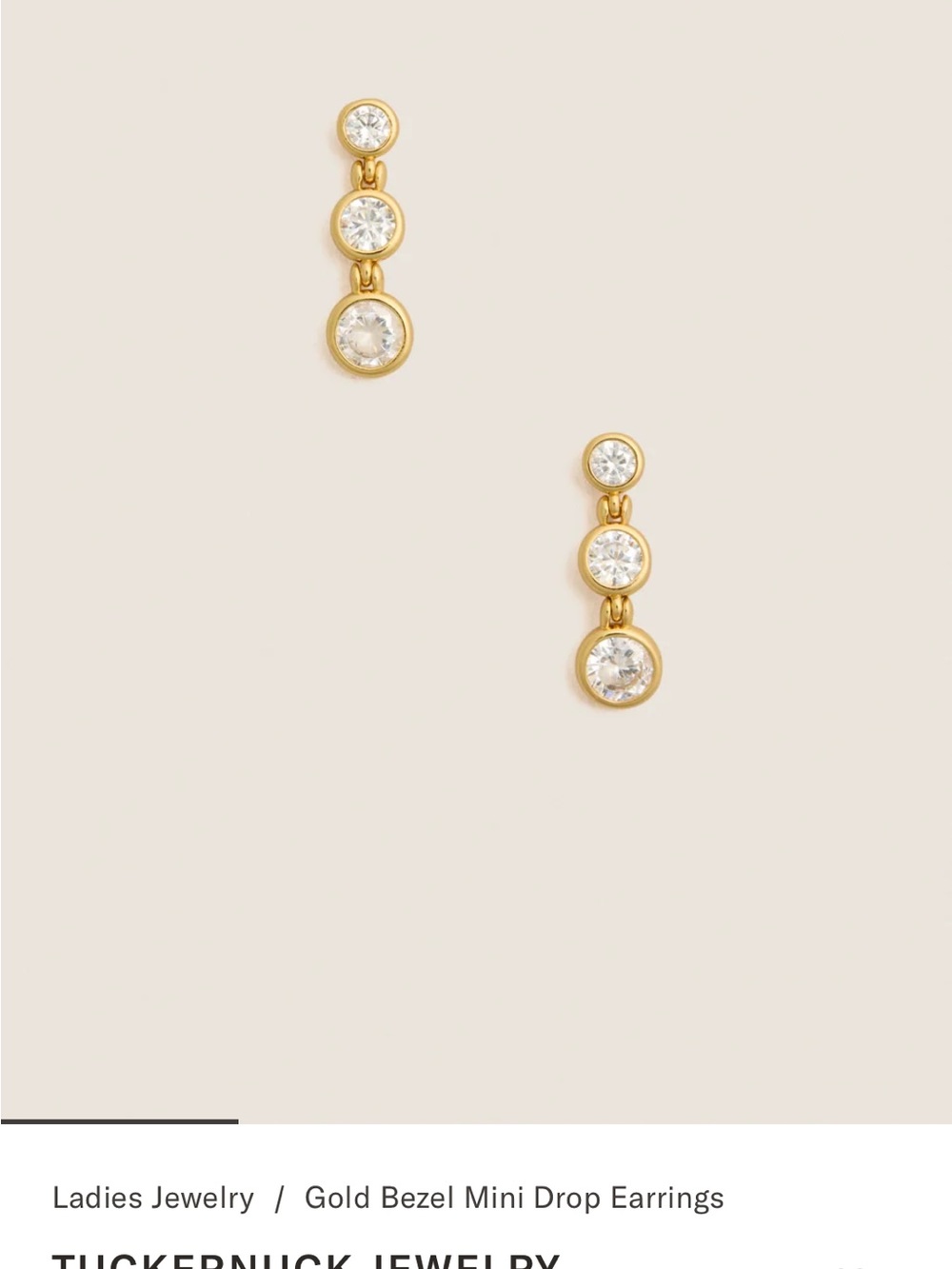 Gold Triple Bezel Drop Earrings with Clear Stones